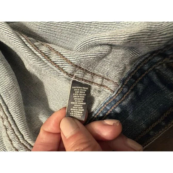 Abercrombie & Fitch Denim Jacket Women Large Blue Button Distressed Y2k 90s - Picture 11 of 11